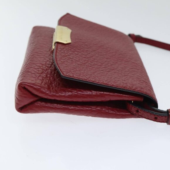 BURBERRY Shoulder Bag Leather Red Gold Auth - Picture 10 of 16